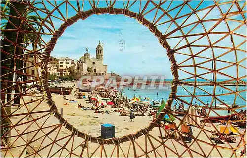 Cartes postales moderne Sitges (playa de oro) original vision a traver de una nansa