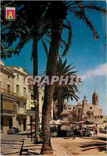 Cartes postales moderne Sitges (barcelona espana promenade and church