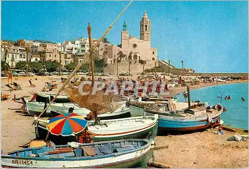 Cartes postales moderne Sitges plage et pointe