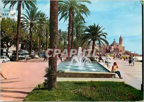 Cartes postales moderne Sitges jardin de la promenade