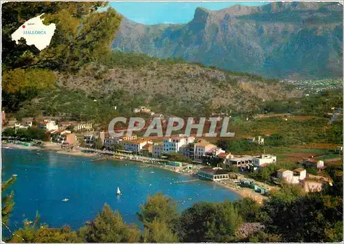 Cartes postales moderne Mallorca port de soller au fond soller