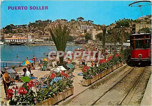 Cartes postales moderne Mallorca port de sollers detail Tramway Train