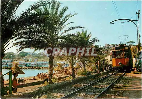 Cartes postales moderne Mallorca port de sollers detail Tramway Train