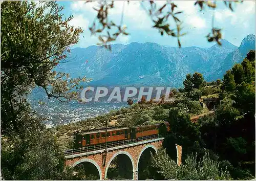 Cartes postales moderne Mallorca port de sollers Train Tramway