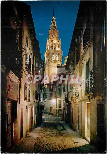 Moderne Karte Toledo Rue typique et tour de la Cathedrale