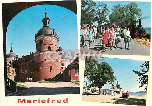Cartes postales moderne Mariefred Train Bateau