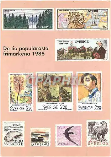 Cartes postales moderne The ten most popular Swedish stamps 1988