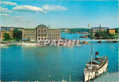 Cartes postales moderne Stockholm the harbour and the national museum Bateau