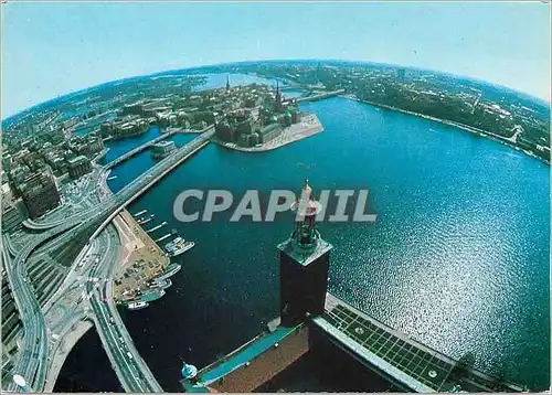 Cartes postales moderne Stockholm vue aerienne nord sud de la mairie