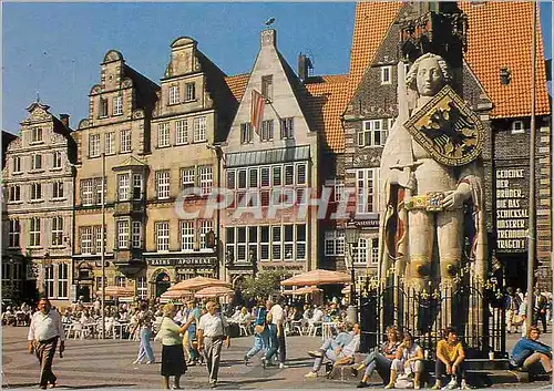 Cartes postales moderne Bremen freie hansestadt Bremen westseite des markiplatz mit roland