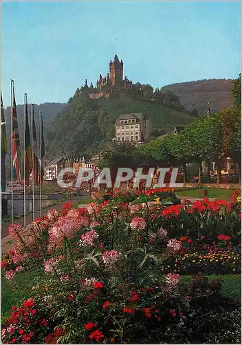 Cartes postales moderne Cochen an der Mosel parkanlage am moselufer mit blick zu reichsbug