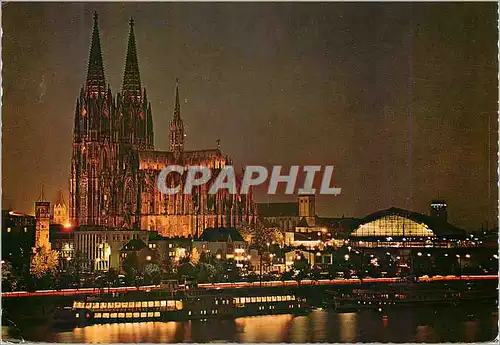 Moderne Karte Koln Un vapeur sur le Rhin devant Cologne Bateau