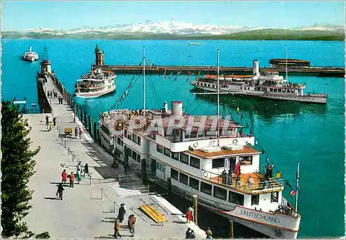 Moderne Karte Konstanz Rodensee Hafen mit Schweizer Alpen Bateau