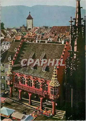 Moderne Karte Freiburg Blick vom Munster auf Kaufhauss und Schawabentor