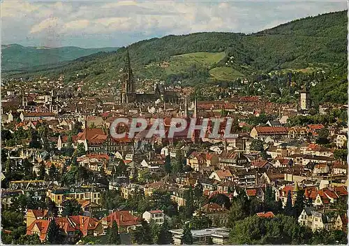 Moderne Karte Freiburg (Schwarzwald) mit Blick zum Hebsack und Elztal