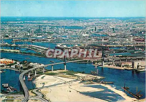 Cartes postales moderne Hamburg Blick uber Kohlbrandbrucke und Hafen auf die Stadt