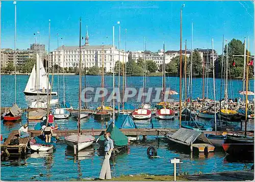 Moderne Karte Hamburg Aubenalster mit Hotel Atlanctic