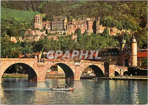 Moderne Karte Heidelberg Le Vieux Pont et le Chateau