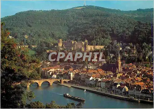 Moderne Karte Heidelberg Blick vom Philosophenweg