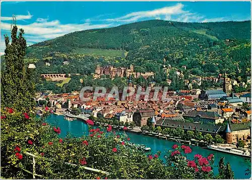 Moderne Karte Heidelberg Blick vom Philosophenweg