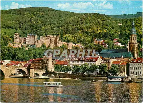 Moderne Karte Heidelberg Partie am Neckar