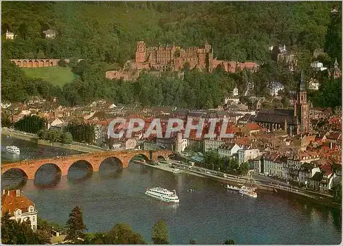 Moderne Karte Heidelberg Blick auf Schlob und Alte Brucke