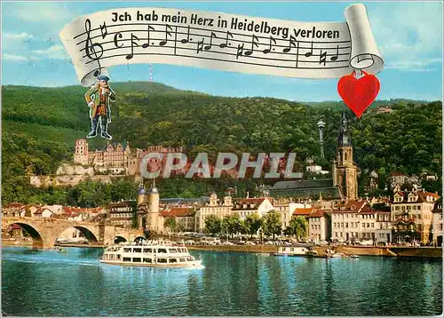 Moderne Karte Heidelberg Partie am Neckar