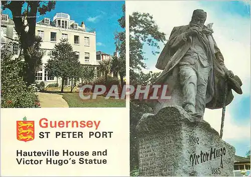 Moderne Karte Guernsey St Peter Port Victor Hugo's Statue