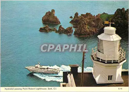 Cartes postales moderne Sark Hydrofoil passing Point Robert Lighthouse Bateau