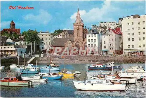 Moderne Karte Guernsey St Peter Port Old Harbour Bateaux