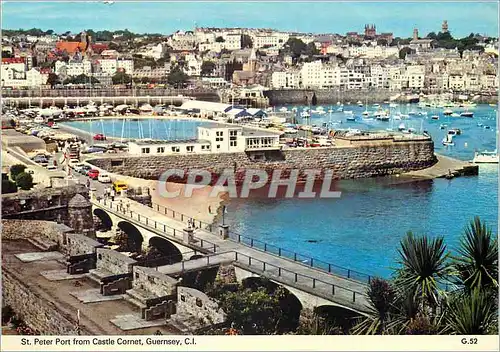 Moderne Karte Guernsey The harbour from Castle Cornet