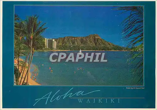 Moderne Karte Hawaii Waikiki Beach & Diamond Head