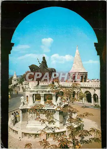 Cartes postales moderne Budapest Fishermen's Bastion and statue of St Stephen