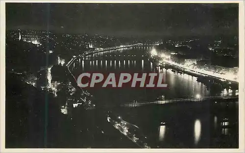 Moderne Karte Budapest by night general viw of the danube