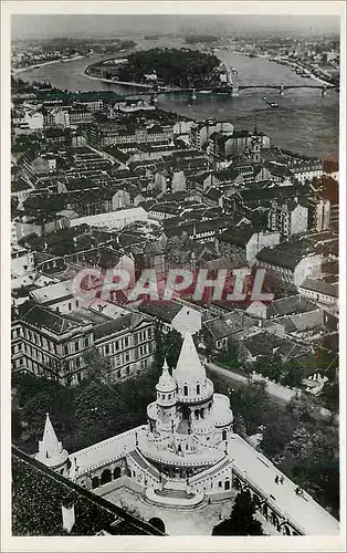 Moderne Karte Budapest l'escalier des pecheurs avec l'ile de marguerite