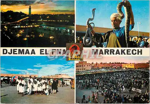 Cartes postales moderne Marrakech place djemaa el fna et la koutoubia