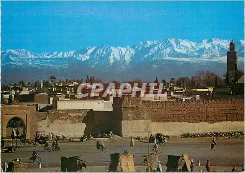 Cartes postales moderne Marrakech les remparts et le grand atlas