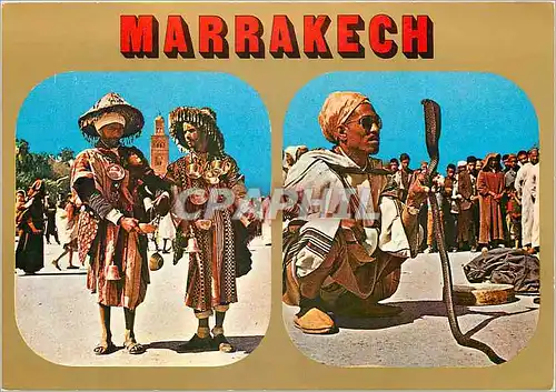 Cartes postales moderne Marrakech marchands d'eau charmeur de serpents