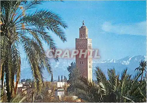 Moderne Karte Marrakech le maroc pittoresque panorama avec koutoubia