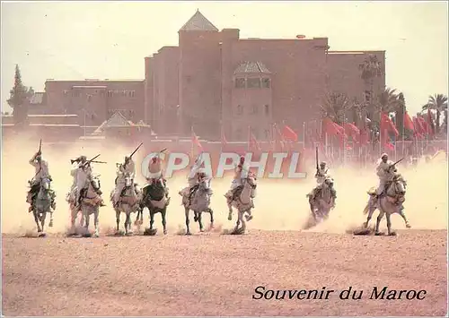 Cartes postales moderne Marrakech fantasia sous les murs du celebre hotel la mamounia