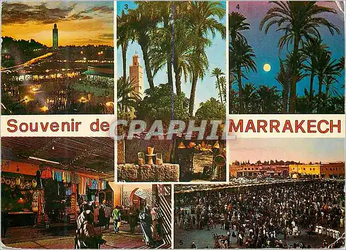 Cartes postales moderne Marrakech Place Djemaa El Fna et la Koutoubia