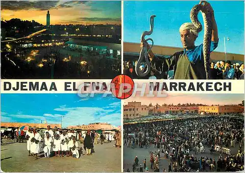 Cartes postales moderne Marrakech Place Djemaa El Fna et la Koutoubia
