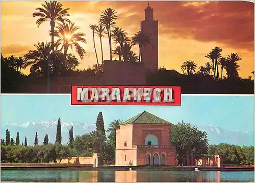 Moderne Karte Marrakech La Menara et la Mosquee dans la palmeraie