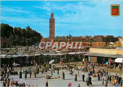 Cartes postales moderne Marrakech Place Djemaa El Fna et la Koutoubla