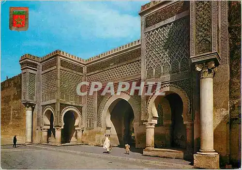 Moderne Karte Meknes Vue de la Porte Bab Mensour