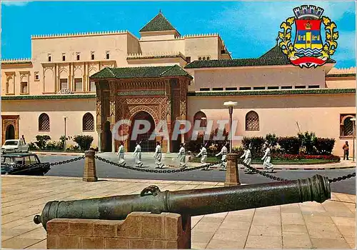 Moderne Karte Rabat Armoiries de la Ville et Le Palais Royal