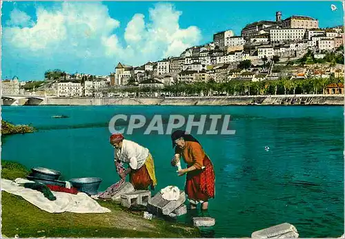 Moderne Karte Portugal Coimbra Vue partielle et fleuve Mondego