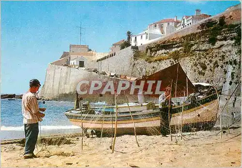 Cartes postales moderne Portugal Ericeira Les pecheurs raccommodant leurs filets