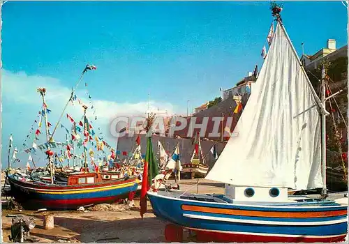 Moderne Karte Portugal Ericeira Rentree de la peche Bateaux