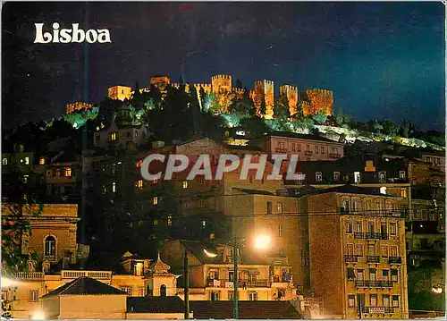 Moderne Karte Lisboa Chateau de S Jorge Vue nocturne